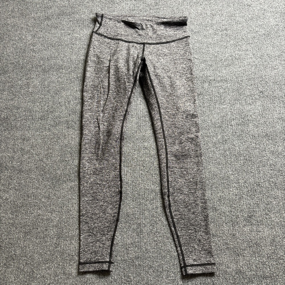 Lululemon Wunder Train High-Rise‎ Crop Pockets Heathered Gray Black Women's 6